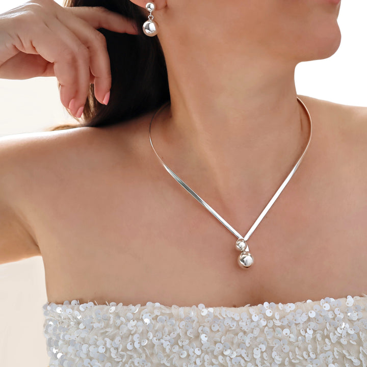 Silver Bead Choker Necklace