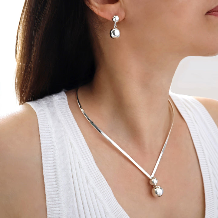 Silver Bead Choker Necklace