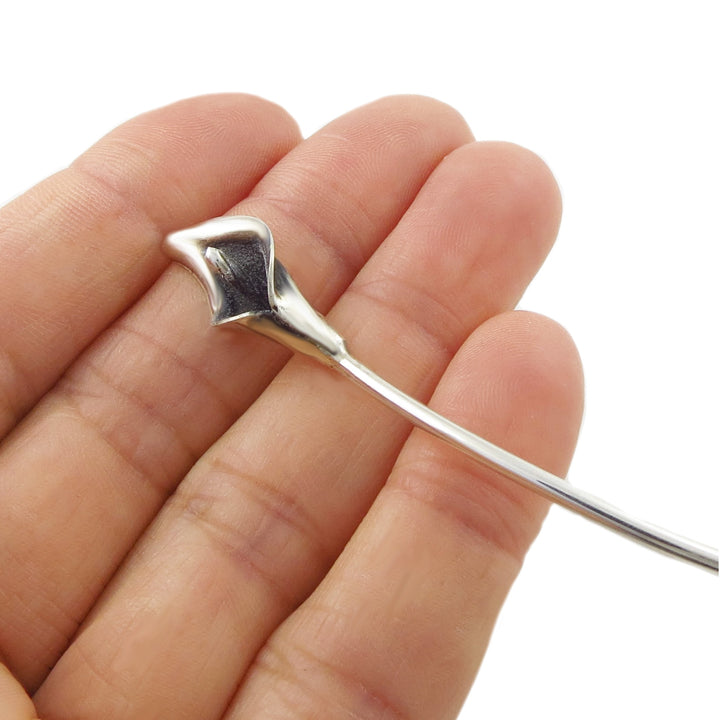 Calla Lily Flower 925 Sterling Silver Choker Torc Necklace