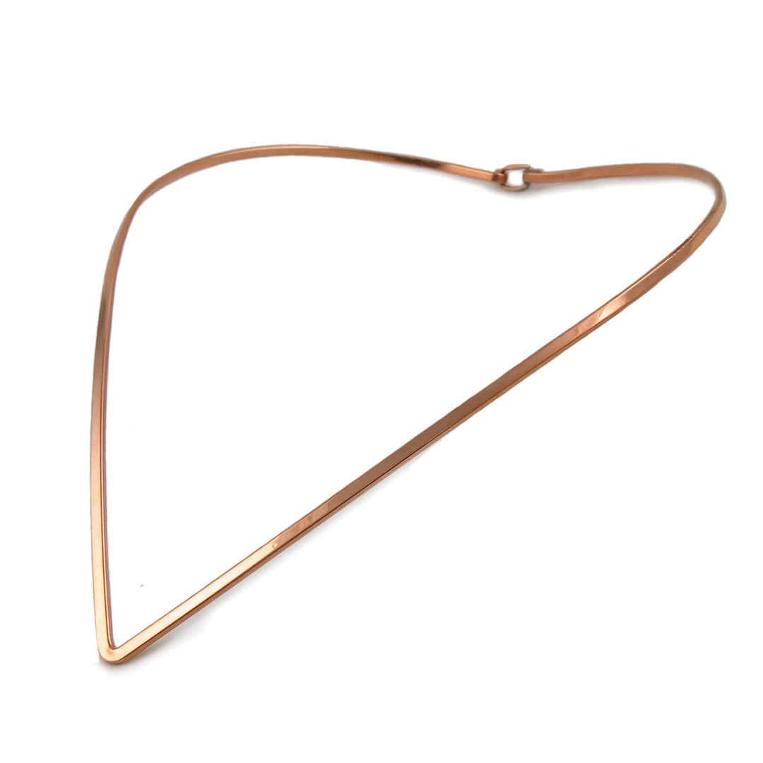 Modern v shaped copper choker necklace for women on a white background
