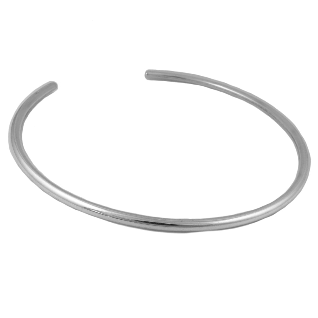 Silver choker necklace on a white background