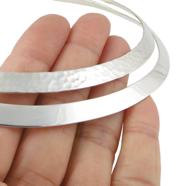 Sterling Silver Choker Necklace - Statement Stacked Design