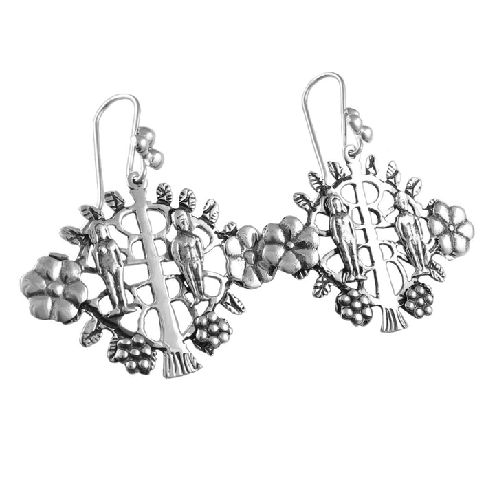 Mexican Storyteller Tree of Life Silver Earrings