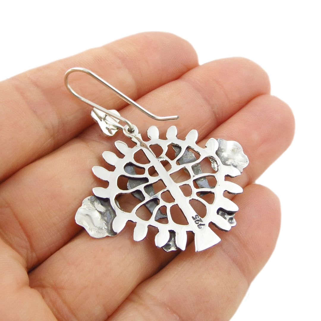 Mexican Storyteller Tree of Life Silver Earrings