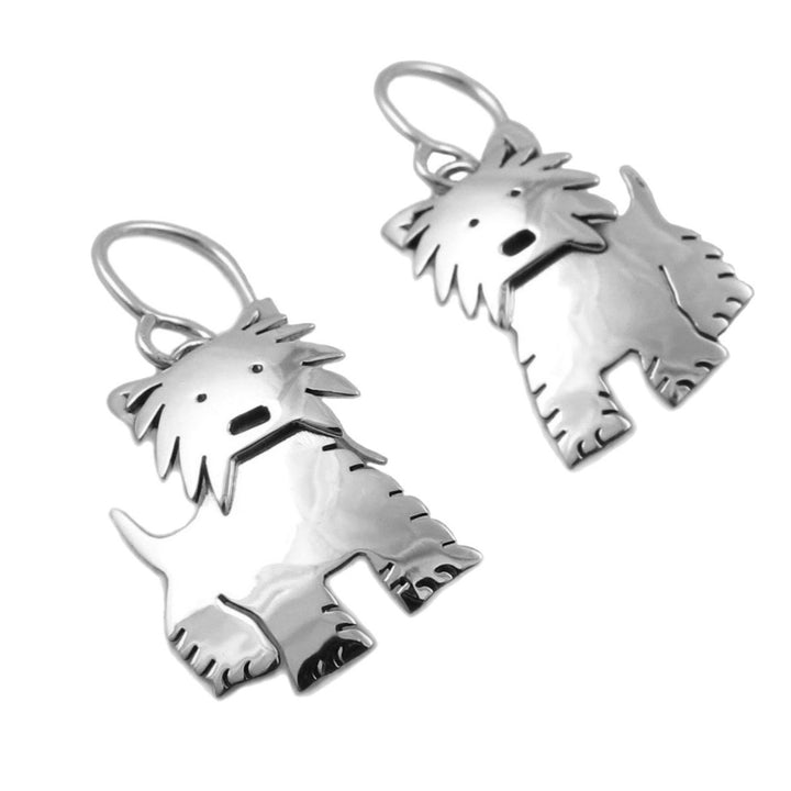 Sterling Silver Terrier Dog Earrings for Women - Handmade