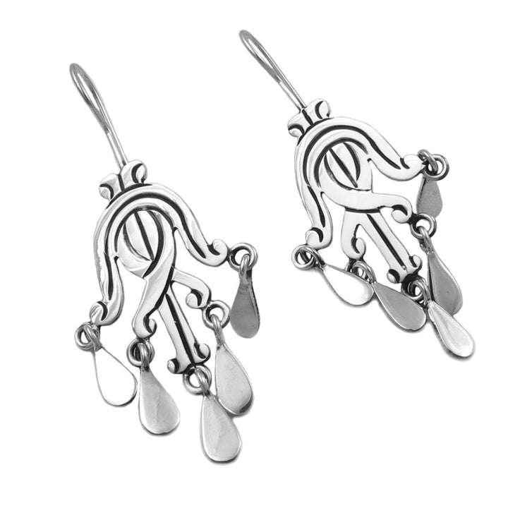 Maria Belen Taxco Designer 925 Sterling Silver Chandelier Earrings