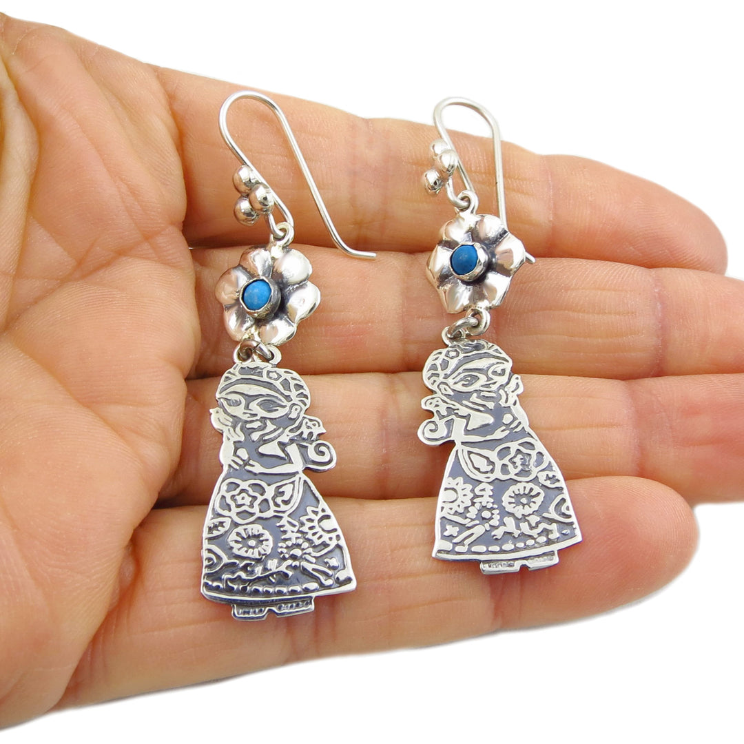 Frida Mexican Artisan Handmade 925 Silver Earrings