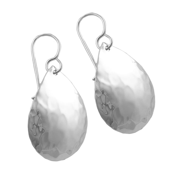 Hammered Pear Drop Handmade 925 Sterling Silver Dangle Earrings
