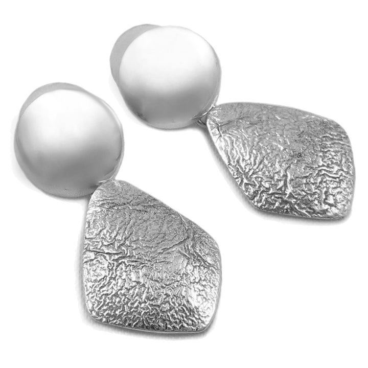 Handmade Crushed Sterling Silver Drop Earrings