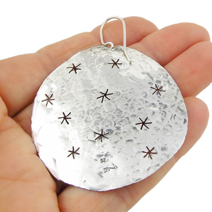 Large Starry Night 925 Silver Designer Earrings for Women