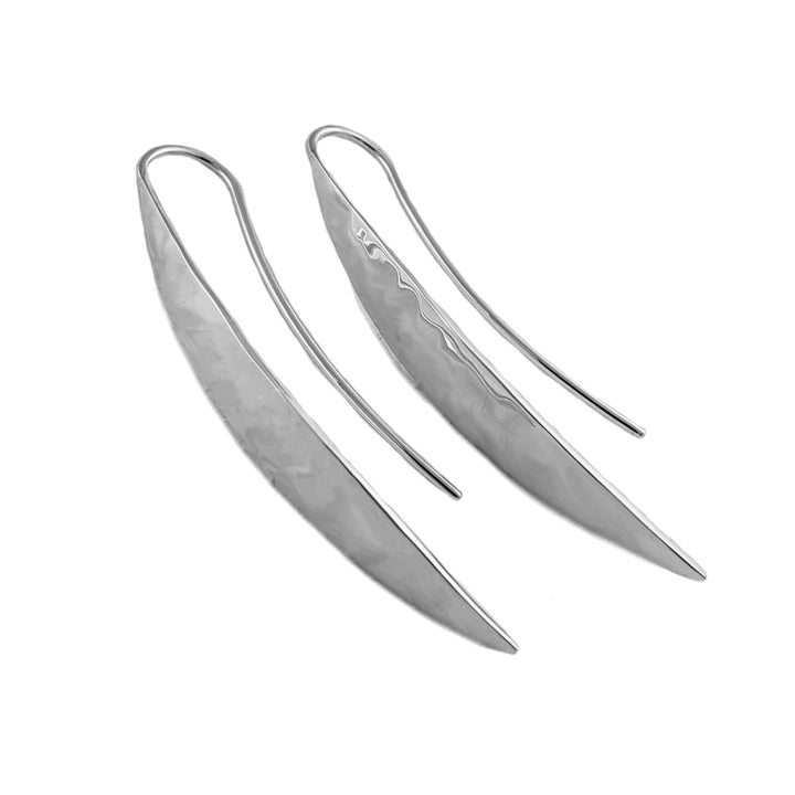 Long Handmade 925 Silver Hammered Drop Earrings