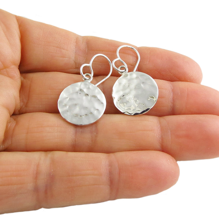 Sterling Silver Hammered Circle Earrings