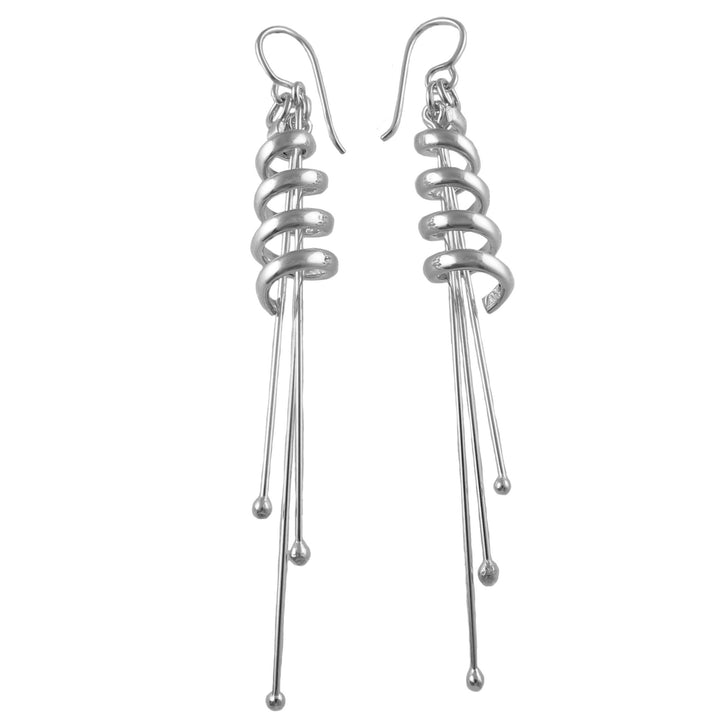 Long Ladies 925 Sterling Silver Spiral Drop Earrings