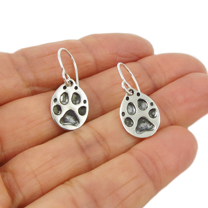 Dog Cat Animal 925 Silver Paw Print Earrings