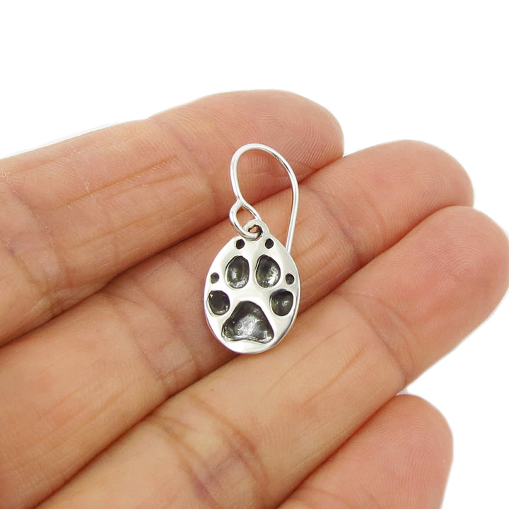 Dog Cat Animal 925 Silver Paw Print Earrings