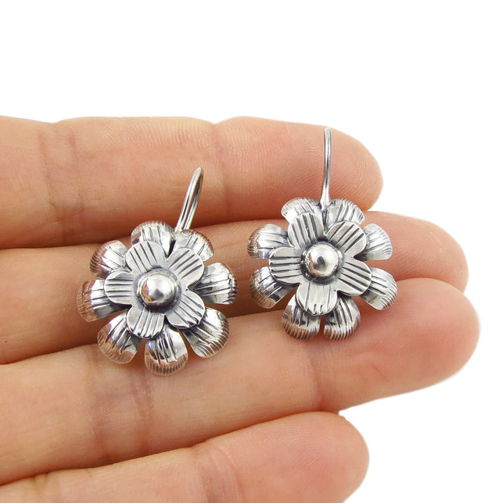 Mexican Silver Flower Earrings