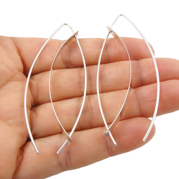 Long Sterling Silver Angled Ellipse Earrings