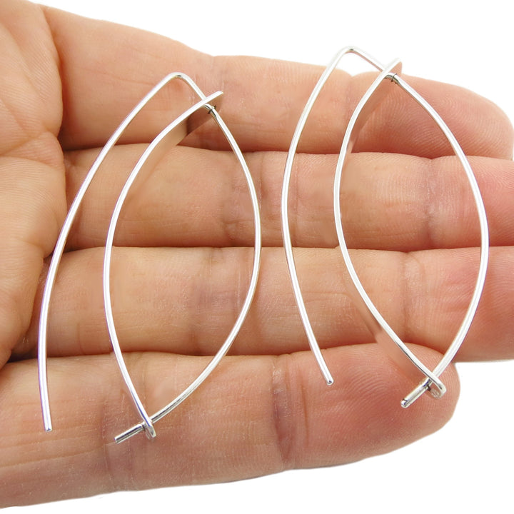 Long Sterling Silver Angled Ellipse Earrings