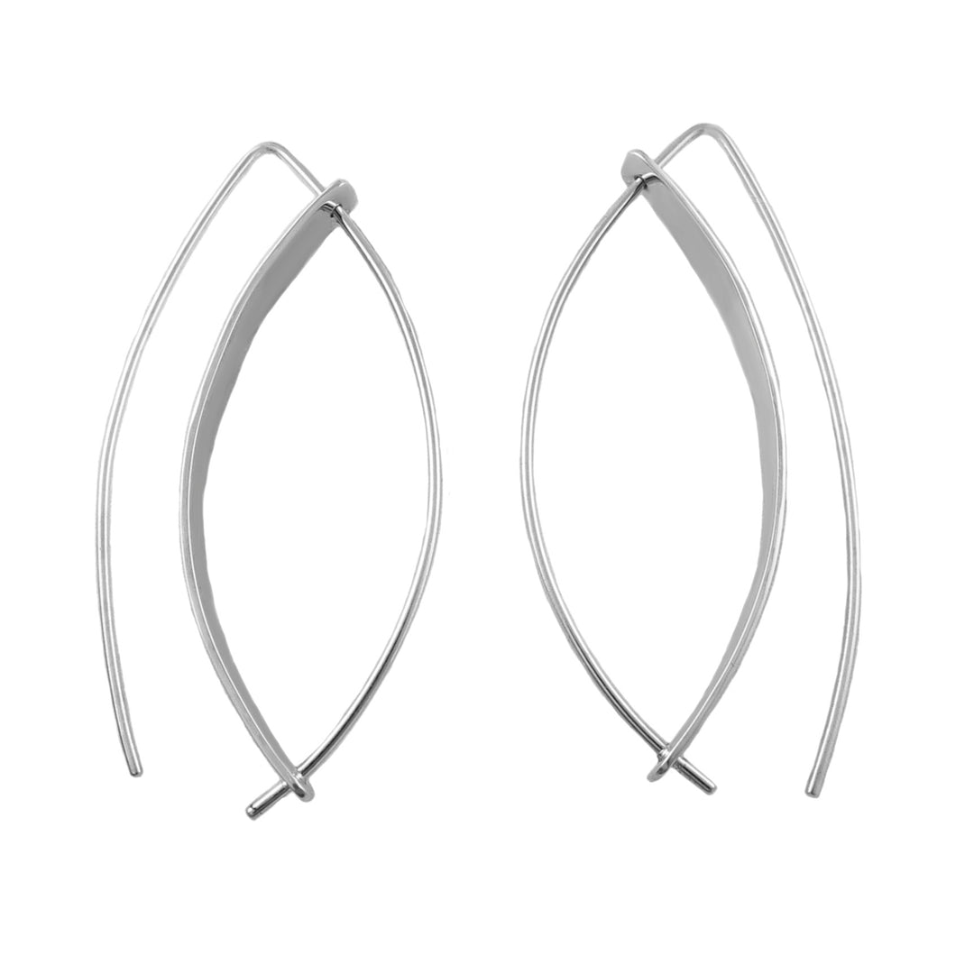 Long Sterling Silver Angled Ellipse Earrings