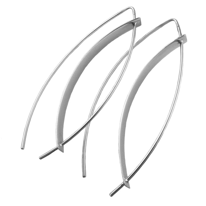 Long Sterling Silver Angled Ellipse Earrings