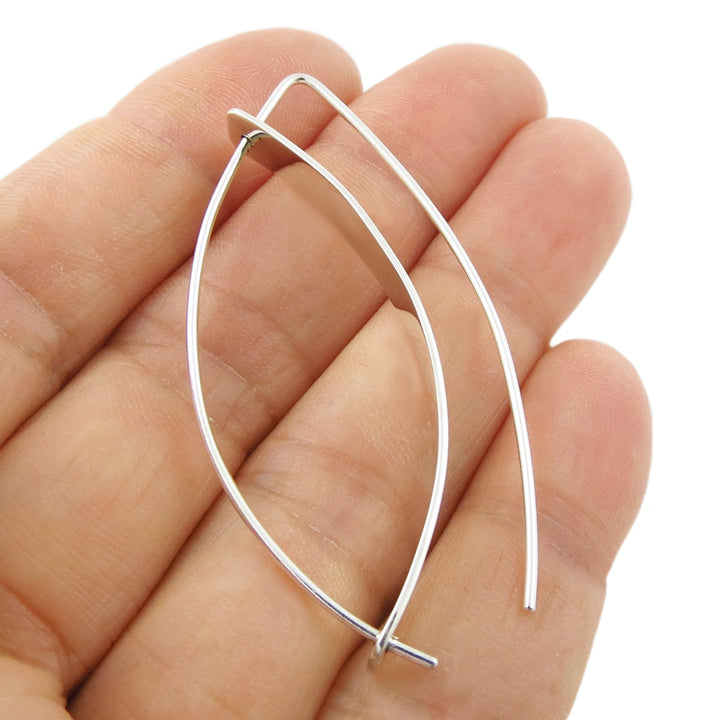 Long Sterling Silver Angled Ellipse Earrings