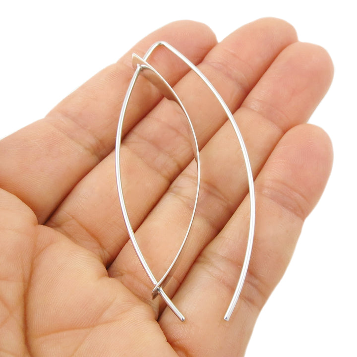 Long Sterling Silver Angled Ellipse Earrings