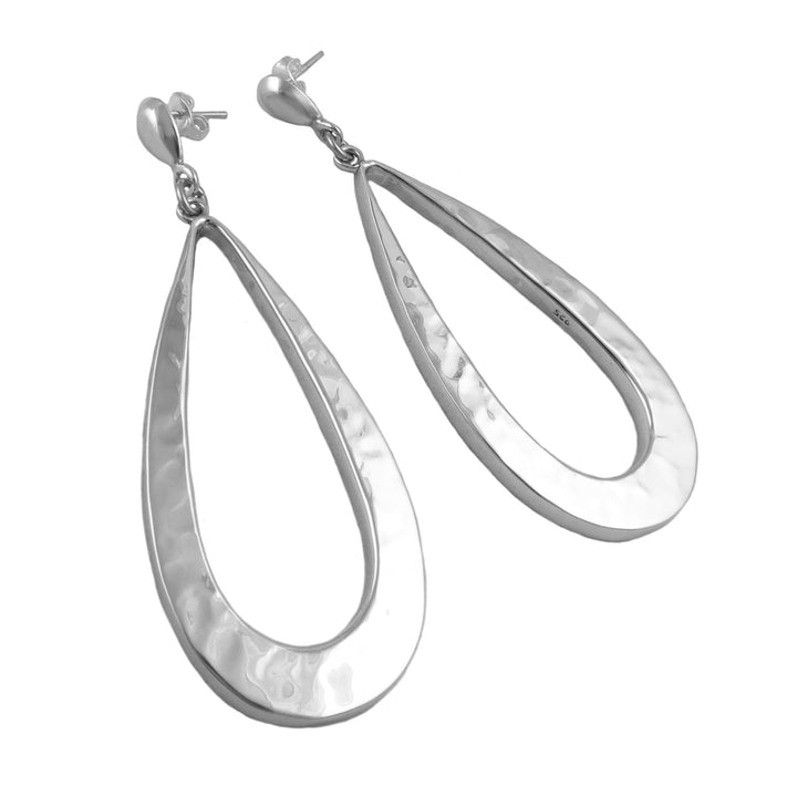 Large Sterling Silver Three-Dimensional Hoop Earrings