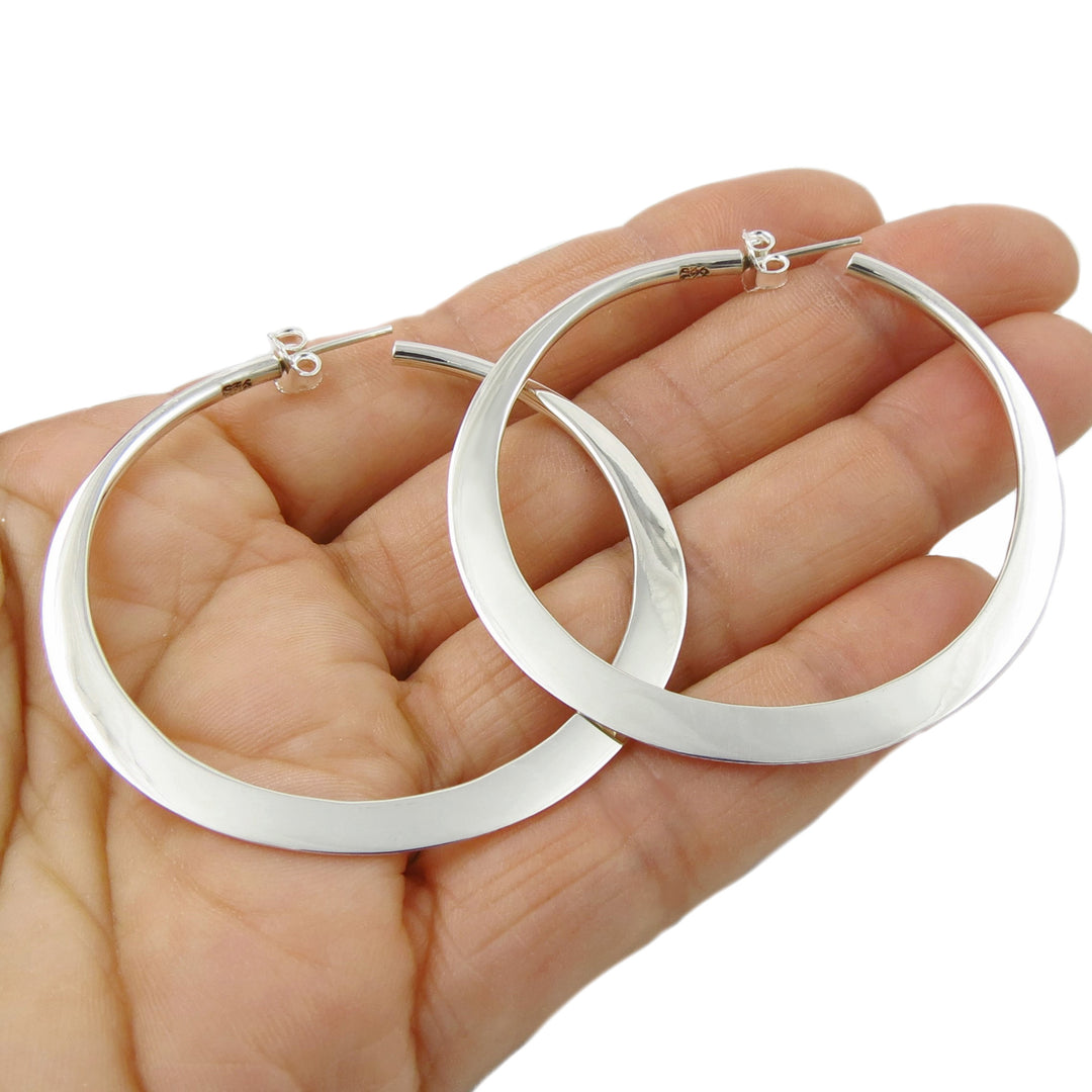 Handmade 925 Sterling Silver Polished Circle Hoop Earrings