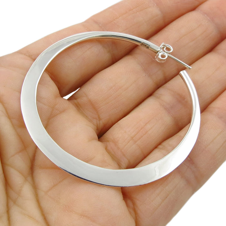 Handmade 925 Sterling Silver Polished Circle Hoop Earrings