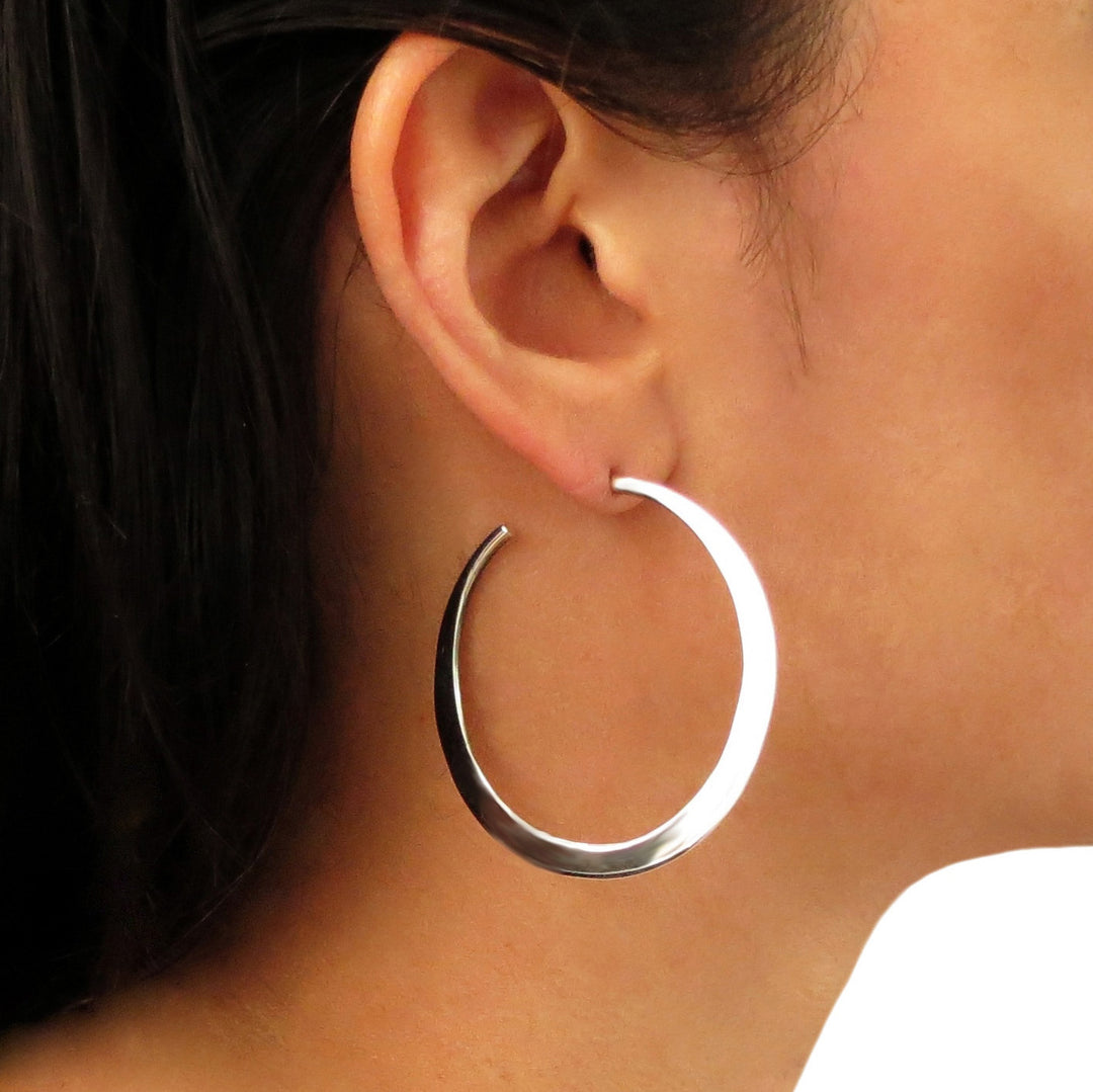 Handmade 925 Sterling Silver Polished Circle Hoop Earrings