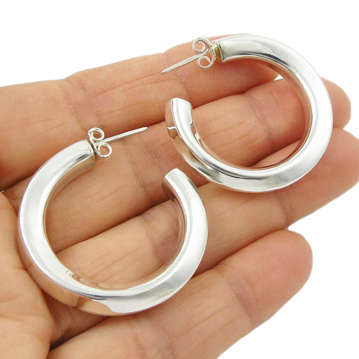 Heavy Sterling Silver Twisted Hoop Earrings