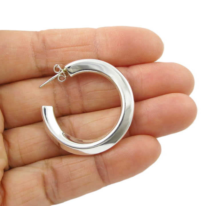 Heavy Sterling Silver Twisted Hoop Earrings