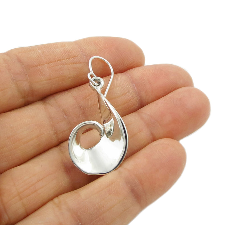 Long 925 Sterling Silver Spiral Earrings