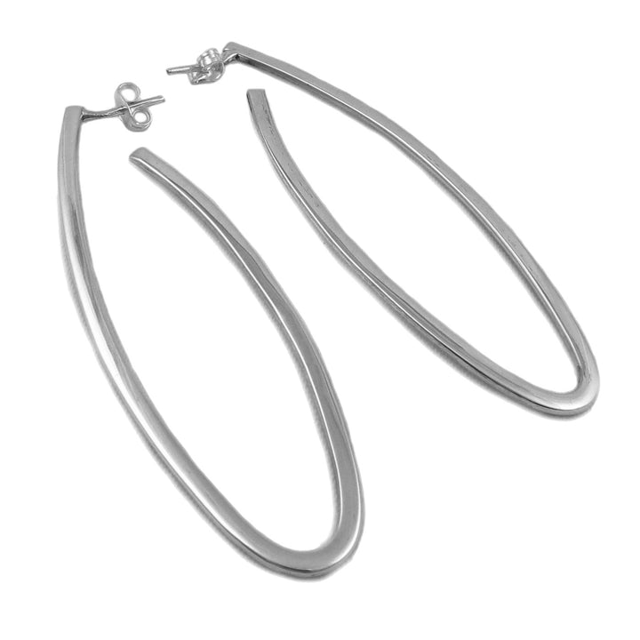 Sterling Silver Oval Hoops Large