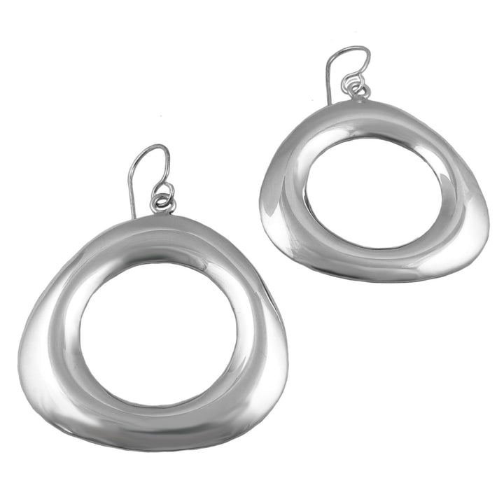 Large Puffy 925 Silver Drop Earrings