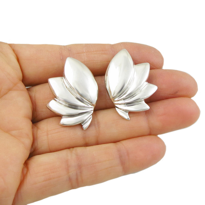 Siver Flower Petal Earrings