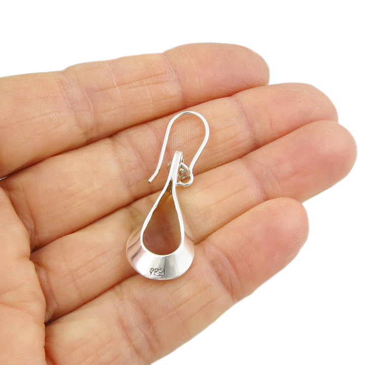 Sterling Silver Hammered Pear Drop Earrings for Women