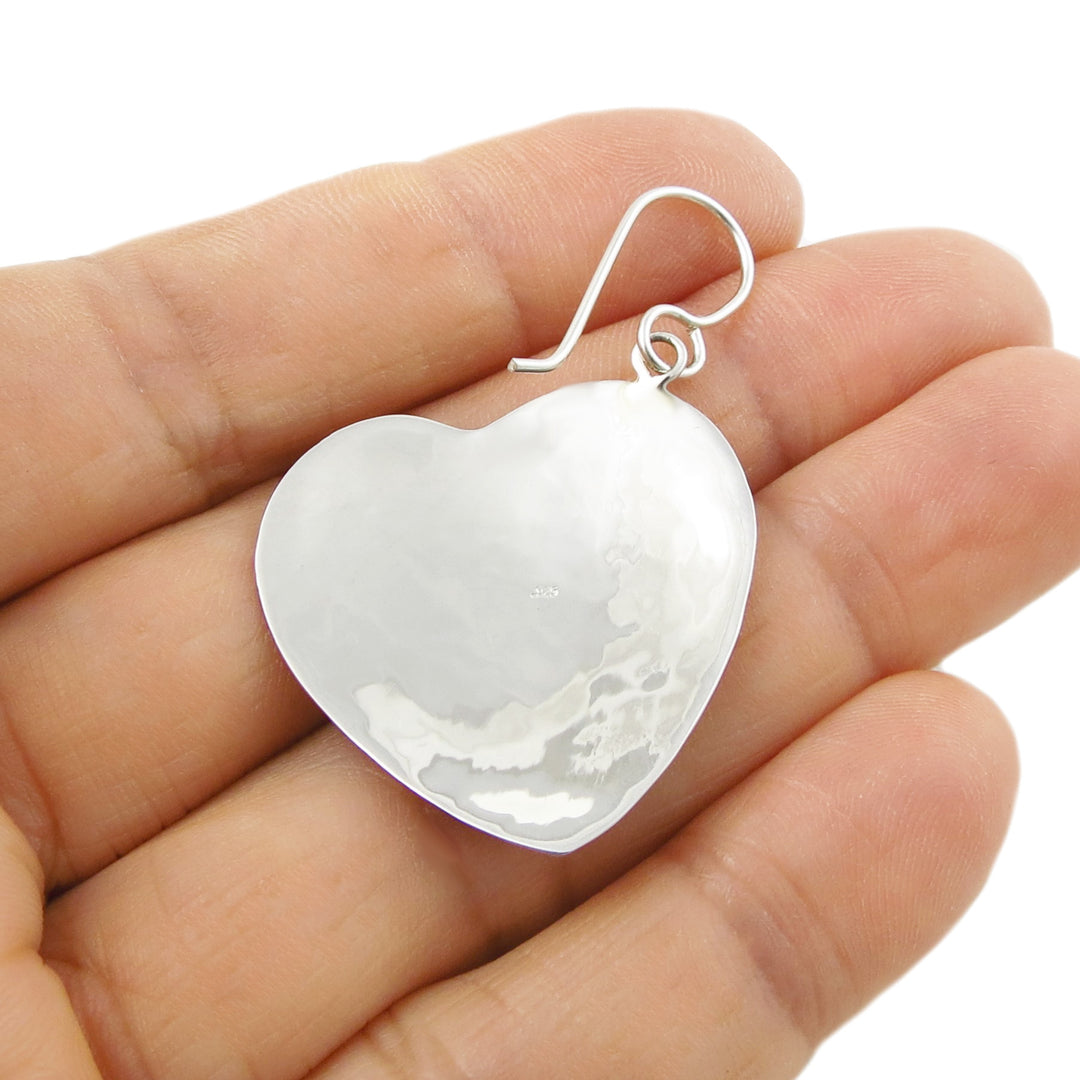 Love Heart 925 Sterling Silver Dangle Earrings