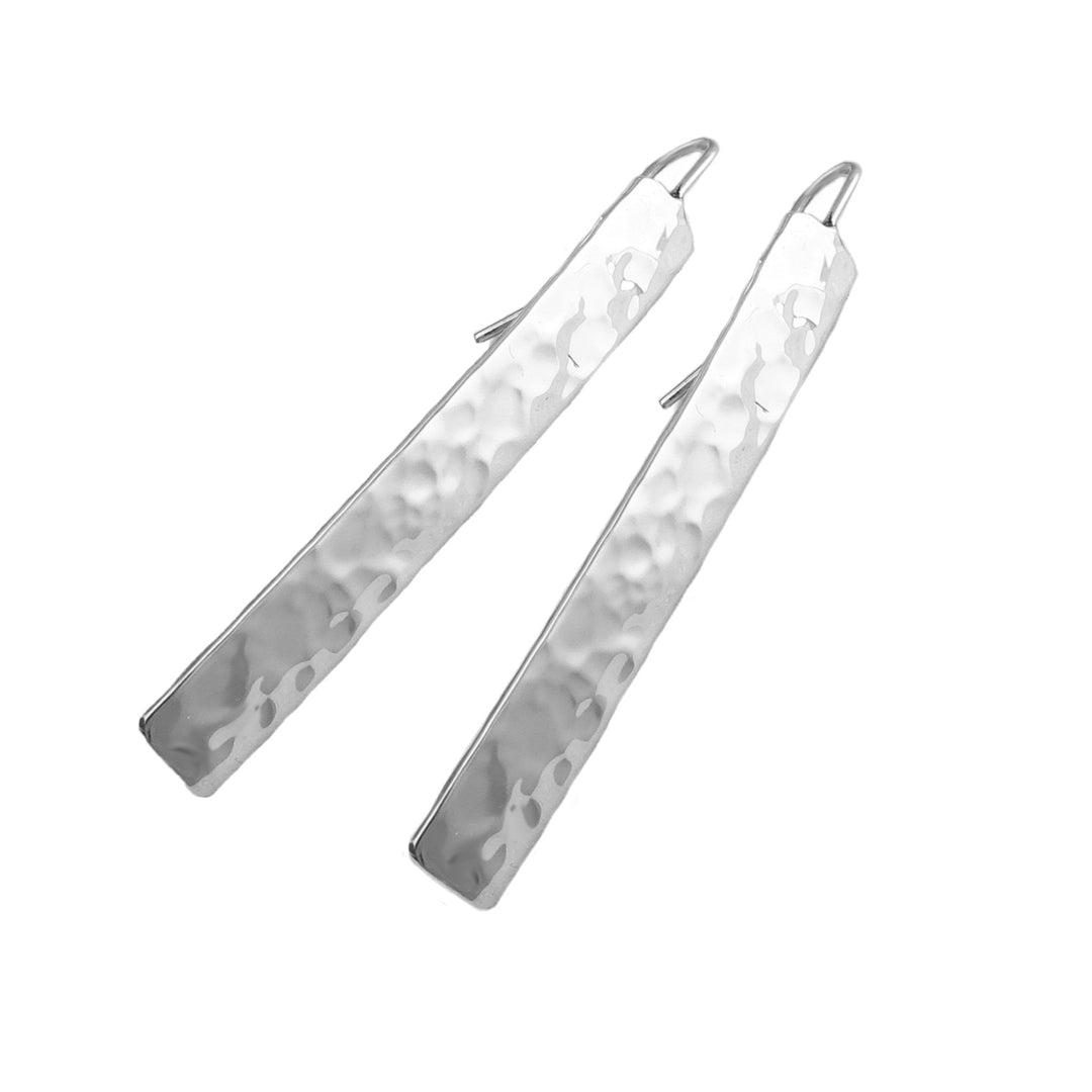 Long Rectangle Hammered Earrings for Women