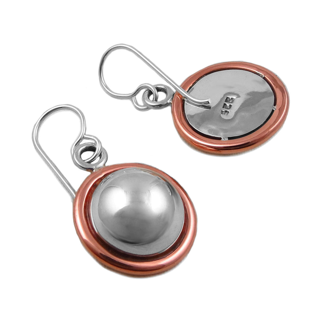 Ball Bead 925 Sterling Silver and Copper Drop Earrings
