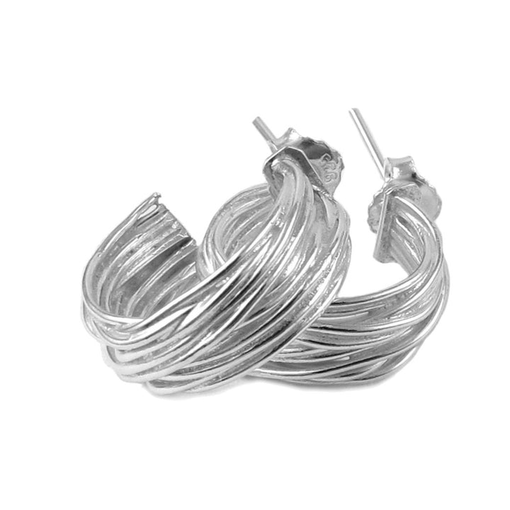 Circle Hoops 925 Sterling Silver Wire Stack Earrings