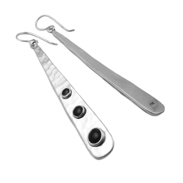 Onyx Gemstone Sterling Silver Drop Earrings