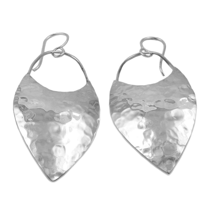 Large Hammered 925 Sterling Silver Drop Earrings