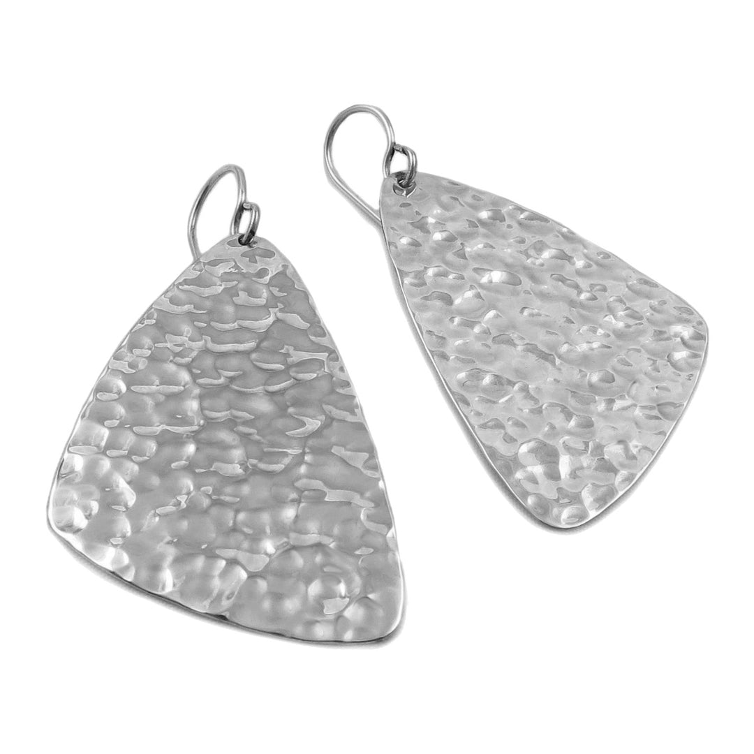 Triangle 925 Sterling Silver Hammered Earrings