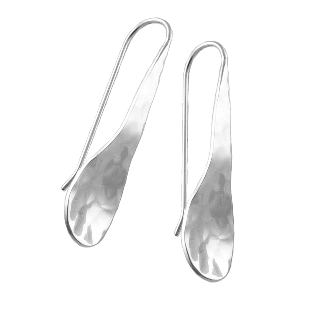 A pair of sterling 925 silver threader drop earrings on a white background