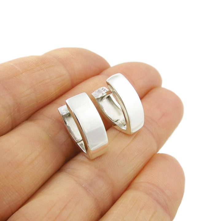 Silver Huggie Hoop Earrings