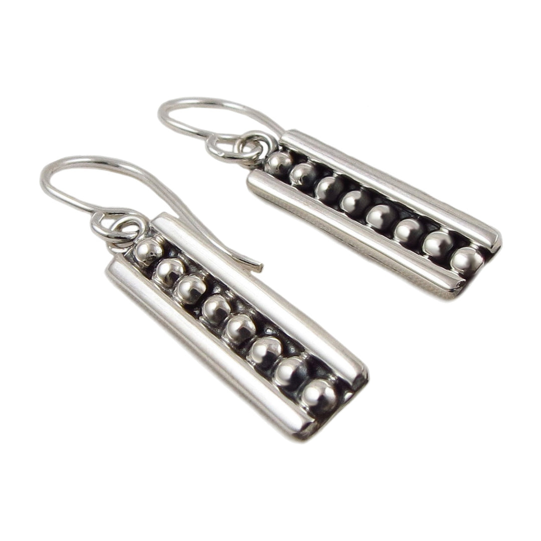 Long Rectangle 925 Sterling Silver Drop Earrings