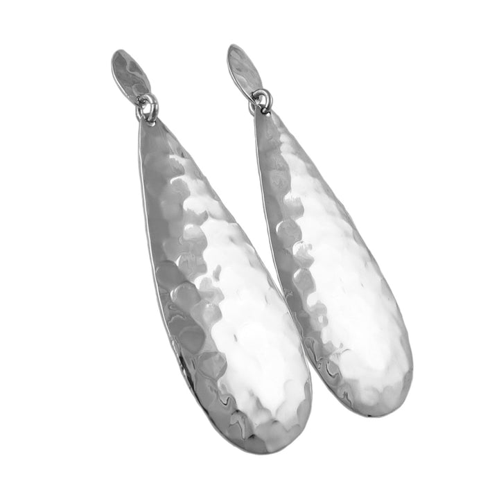 Long Textured Handmade 925 Sterling Silver Drop Earrings