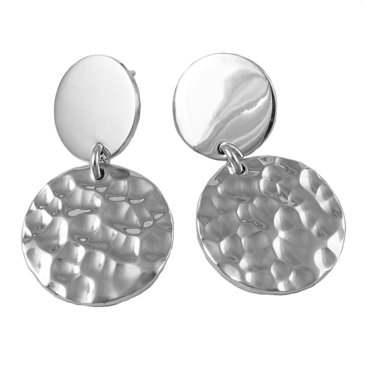 Textured and Polished 925 Sterling Silver Double Circle Earrings
