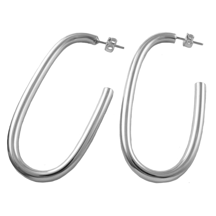 Long Polished 925 Sterling Silver Tube Hoop Earrings